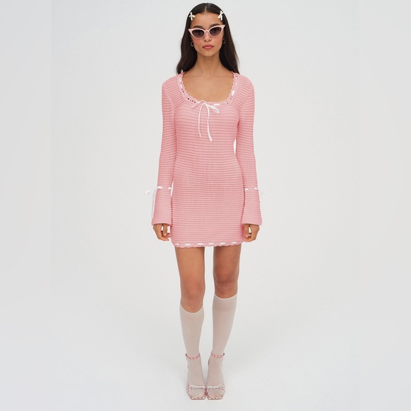 olina crochet mini dress Olina Crochet Mini Dress in Cream
